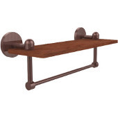  Tango Collection 16 Inch Solid IPE Ironwood Shelf with Integrated Towel Bar, Antique Copper