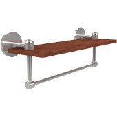  Tango Collection 16 Inch Solid IPE Ironwood Shelf with Integrated Towel Bar, Polished Chrome