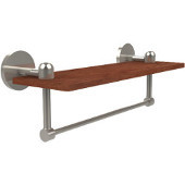  Tango Collection 16 Inch Solid IPE Ironwood Shelf with Integrated Towel Bar, Polished Nickel