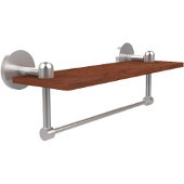  Tango Collection 16 Inch Solid IPE Ironwood Shelf with Integrated Towel Bar, Satin Chrome