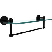  Tango Collection 22 Inch Glass Vanity Shelf with Integrated Towel Bar, Matte Black
