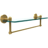  Tango Collection 22 Inch Glass Vanity Shelf with Integrated Towel Bar, Unlacquered Brass