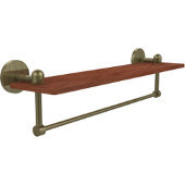  Tango Collection 22 Inch Solid IPE Ironwood Shelf with Integrated Towel Bar, Antique Brass