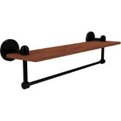  Tango Collection 22 Inch Solid IPE Ironwood Shelf with Integrated Towel Bar, Matte Black