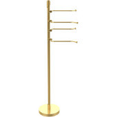  Floor Standing 49 Inch 4 Pivoting Swing Arm Towel Holder, Unlacquered Brass