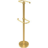  Free Standing Two Roll Toilet Tissue Stand, Unlacquered Brass