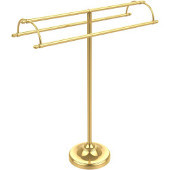  Free Standing Double Arm Towel Holder, Polished Brass