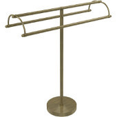  Free Standing Double Arm Towel Holder, Antique Brass