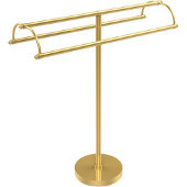  Free Standing Double Arm Towel Holder, Polished Brass