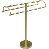  Free Standing Double Arm Towel Holder, Satin Brass
