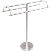  Free Standing Double Arm Towel Holder, Satin Chrome