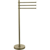  Towel Stand with 3 Pivoting 12 Inch Arms, Antique Brass