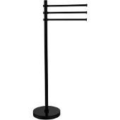  Towel Stand with 3 Pivoting 12 Inch Arms, Matte Black