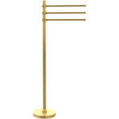  Towel Stand with 3 Pivoting 12 Inch Arms, Polished Brass