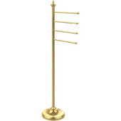  Floor Standing 4 Pivoting Swing Arm Towel Holder, Unlacquered Brass