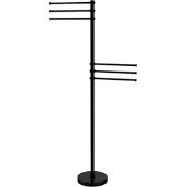  Towel Stand with 6 Pivoting 12 Inch Arms, Matte Black