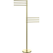  Towel Stand with 6 Pivoting 12 Inch Arms, Satin Brass