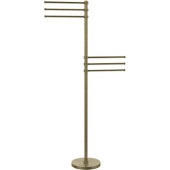  Towel Stand with 6 Pivoting 12 Inch Arms, Antique Brass