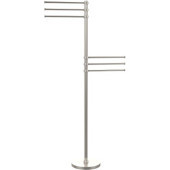  Towel Stand with 6 Pivoting 12 Inch Arms, Satin Nickel