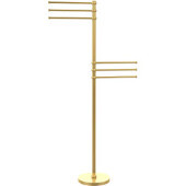  Towel Stand with 6 Pivoting 12 Inch Arms, Polished Brass