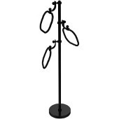 Towel Stand with 9 Inch Oval Towel Rings, Matte Black