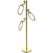  Towel Stand with 9 Inch Oval Towel Rings, Satin Brass