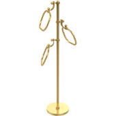 Towel Stand with 9 Inch Oval Towel Rings, Polished Brass