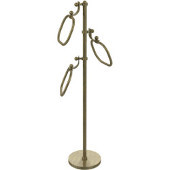  Towel Stand with 9 Inch Oval Towel Rings, Antique Brass