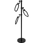  Towel Stand with 9 Inch Oval Towel Rings, Matte Black