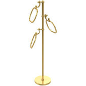  Towel Stand with 9 Inch Oval Towel Rings, Unlacquered Brass