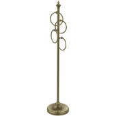  Floor Standing 4 Towel Ring Stand, Antique Brass