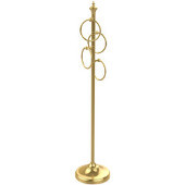  Floor Standing 4 Towel Ring Stand, Unlacquered Brass