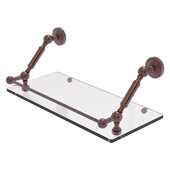  Waverly Place Collection 18'' Floating Glass Shelf with Gallery Rail in Antique Copper, 18'' W x 8-5/8'' D x 7-5/16'' H