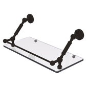  Waverly Place Collection 18'' Floating Glass Shelf with Gallery Rail in Oil Rubbed Bronze, 18'' W x 8-5/8'' D x 7-5/16'' H