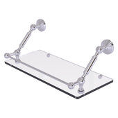  Waverly Place Collection 18'' Floating Glass Shelf with Gallery Rail in Polished Chrome, 18'' W x 8-5/8'' D x 7-5/16'' H