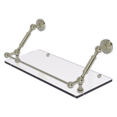  Waverly Place Collection 18'' Floating Glass Shelf with Gallery Rail in Polished Nickel, 18'' W x 8-5/8'' D x 7-5/16'' H