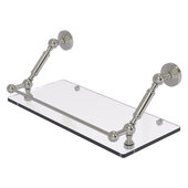  Waverly Place Collection 18'' Floating Glass Shelf with Gallery Rail in Satin Nickel, 18'' W x 8-5/8'' D x 7-5/16'' H