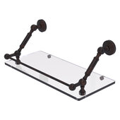  Waverly Place Collection 18'' Floating Glass Shelf with Gallery Rail in Venetian Bronze, 18'' W x 8-5/8'' D x 7-5/16'' H