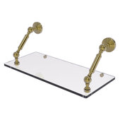  Waverly Place Collection 18'' Floating Glass Shelf in Unlacquered Brass, 18'' W x 8'' D x 7-5/16'' H