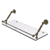  Waverly Place Collection 24'' Floating Glass Shelf with Gallery Rail in Antique Brass, 24'' W x 8-5/8'' D x 7-5/16'' H