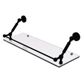  Waverly Place Collection 24'' Floating Glass Shelf with Gallery Rail in Matte Black, 24'' W x 8-5/8'' D x 7-5/16'' H