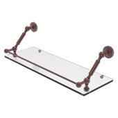  Waverly Place Collection 24'' Floating Glass Shelf with Gallery Rail in Antique Copper, 24'' W x 8-5/8'' D x 7-5/16'' H