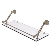  Waverly Place Collection 24'' Floating Glass Shelf with Gallery Rail in Antique Pewter, 24'' W x 8-5/8'' D x 7-5/16'' H