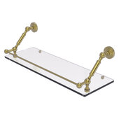  Waverly Place Collection 24'' Floating Glass Shelf with Gallery Rail in Satin Brass, 24'' W x 8-5/8'' D x 7-5/16'' H