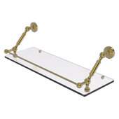  Waverly Place Collection 24'' Floating Glass Shelf with Gallery Rail in Unlacquered Brass, 24'' W x 8-5/8'' D x 7-5/16'' H