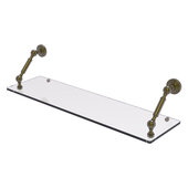  Waverly Place Collection 30'' Floating Glass Shelf in Antique Brass, 30'' W x 8'' D x 7-5/16'' H