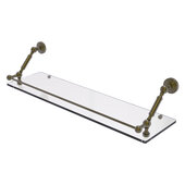  Waverly Place Collection 30'' Floating Glass Shelf with Gallery Rail in Antique Brass, 30'' W x 8-5/8'' D x 7-5/16'' H