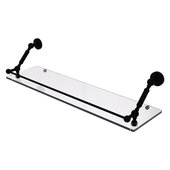  Waverly Place Collection 30'' Floating Glass Shelf with Gallery Rail in Matte Black, 30'' W x 8-5/8'' D x 7-5/16'' H