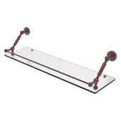  Waverly Place Collection 30'' Floating Glass Shelf with Gallery Rail in Antique Copper, 30'' W x 8-5/8'' D x 7-5/16'' H