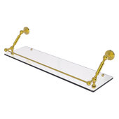  Waverly Place Collection 30'' Floating Glass Shelf with Gallery Rail in Polished Brass, 30'' W x 8-5/8'' D x 7-5/16'' H